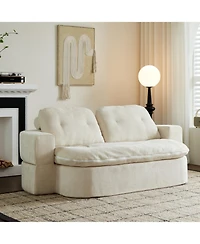 Streamdale Furniture Convertible Chenille Floor Sofa Bed with Pillows & Quilt