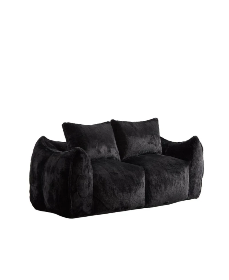Streamdale Furniture Giant Black Bean Bag Couch - Fluffy Loveseat Sofa