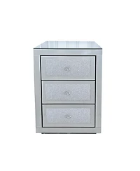 Streamdale Furniture 3-Drawer Mirrored Nightstand Bedside Table Glass Accent End Table