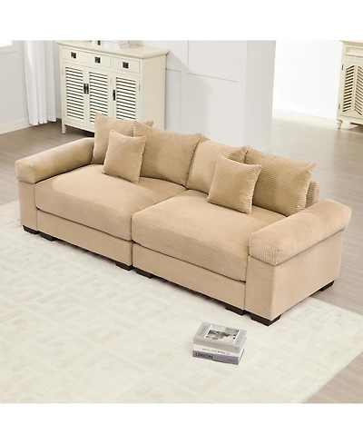 Streamdale Furniture Oversized Cloud Modular Sectional Couch, Corduroy, Wide Armrests, Camel