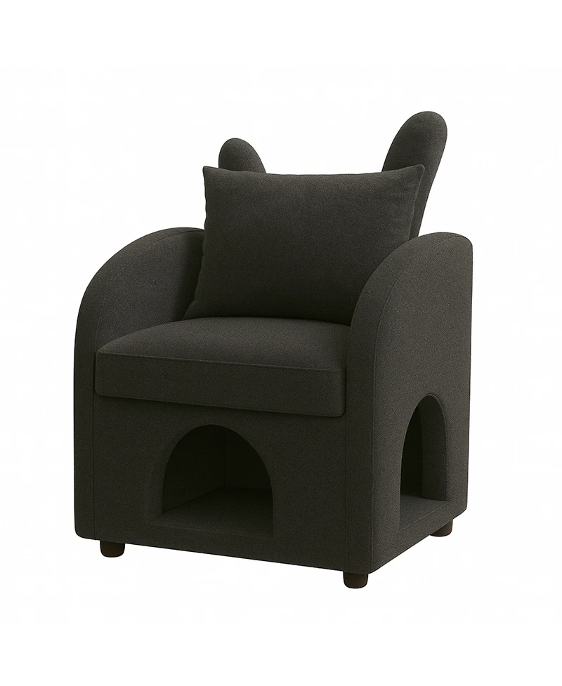 Streamdale furniture Dark Gray Bunny-Ear Pet-Friendly Armchair, Scratch-Resistant, 27.4" x 25.2" x 37.4"