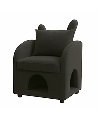 Streamdale furniture Dark Gray Bunny-Ear Pet-Friendly Armchair, Scratch-Resistant, 27.4" x 25.2" x 37.4"
