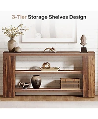 Tribesigns 70.9-Inch Extra Long Console Table with Storage, Narrow Wooden Sofa Behind The Couch, Farmhouse 3-Tier Entry Foyer