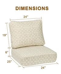 Aoodor Outdoor Patio Chair Cushions Set, Sunbrella Fabric Weather-Resistant Outdoor Cushion with Individual Pocket Springs