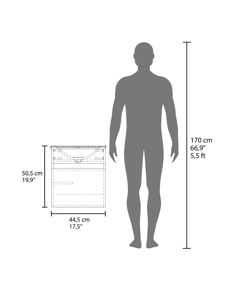 Belle Bathroom Floating Vanity with Sink, 1 Door, Wengue