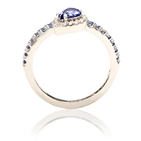 Suzy Levian New York Sterling Silver Sapphire Pear Shape Petite Ring
