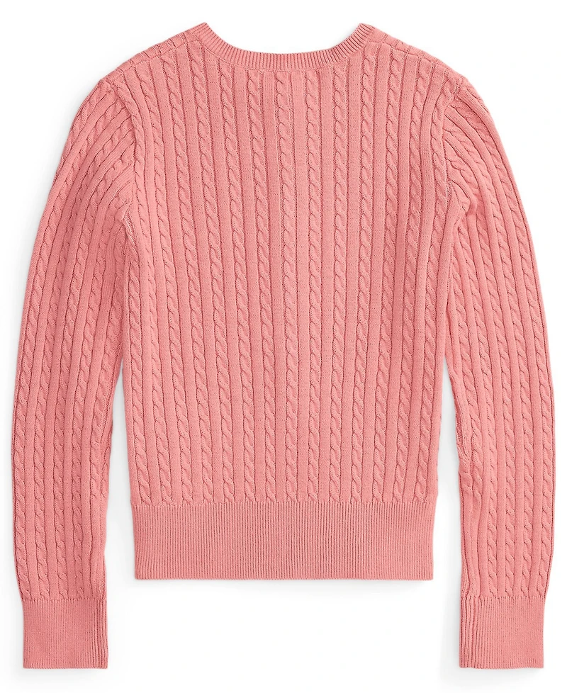Polo Ralph Lauren Girls' 7-16 Mini-Cable Button Front Cardigan