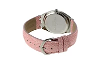 Peugeot Women's 37mm Pink Watch with Crystal Bezel Leather Band