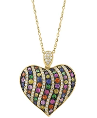 Effy Collection Multi-Sapphires (1-1/20 ct. t.w.), Green Garnet(1/6 ct. t.w.) & Diamond (1/3 ct. t.w.) Pendant Necklace in 14k Yellow Gold