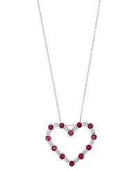 Effy Collection Ruby (1-1/6 ct. t.w.) and Diamond (1/20 ct. t.w.) Pendant Necklace in Sterling Silver