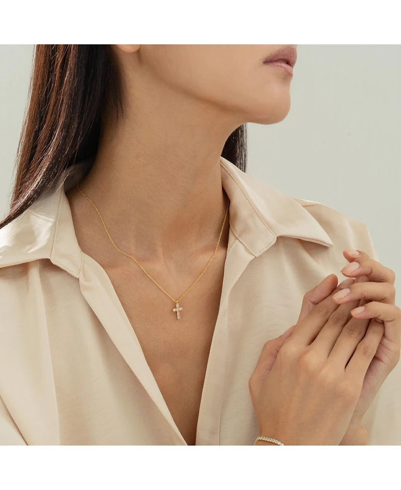 Bearfruit Jewelry 14k Gold Plated Evelina Crystal Cross Necklace Holiday Gift Guide