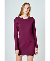 endless rose Women's Long sleeve jewel top