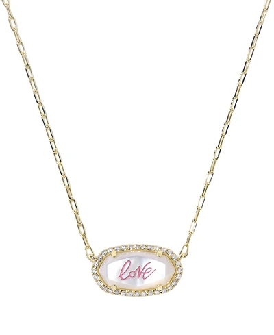 Kendra Scott Opalescent Resin Elisa Pave Frame Short Pendant Necklace (Also Available Imitation Pearl)