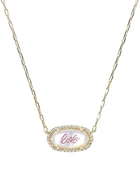Kendra Scott Opalescent Resin Elisa Pave Frame Short Pendant Necklace (Also Available Imitation Pearl)