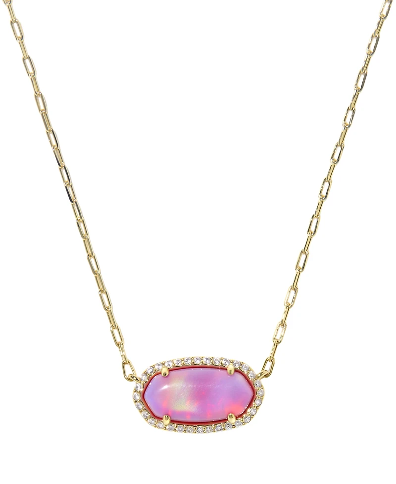 Kendra Scott Opalescent Resin Elisa Pave Frame Short Pendant Necklace (Also Available in Imitation Pearl)