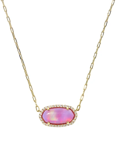 Kendra Scott Opalescent Resin Elisa Pave Frame Short Pendant Necklace (Also Available in Imitation Pearl)