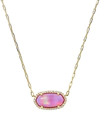 Kendra Scott Opalescent Resin Elisa Pave Frame Short Pendant Necklace (Also Available in Imitation Pearl)