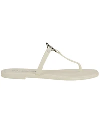 Calvin Klein Women's Ellye Logo T-Strap Flat Slip-On Sandals