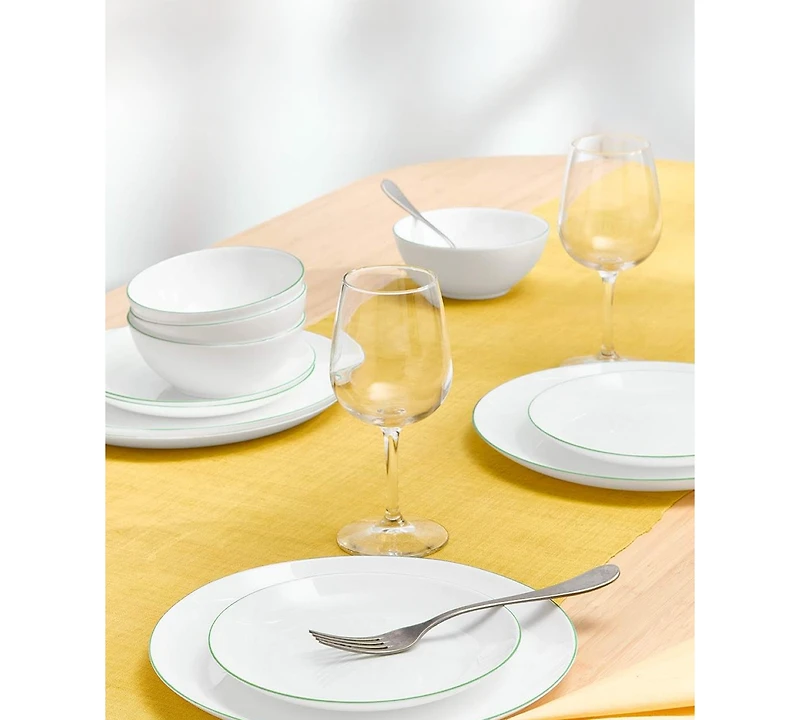 Arch Studio Opal Glass Rim 12-Pc. Dinnerware Set, Service For 4