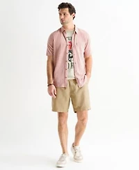 Lucky Brand Mens Short Sleeve Linen Knit Shirtrolling Stones Horse Printed T Shirt Twill 7 Inch Linen Pull On Shorts