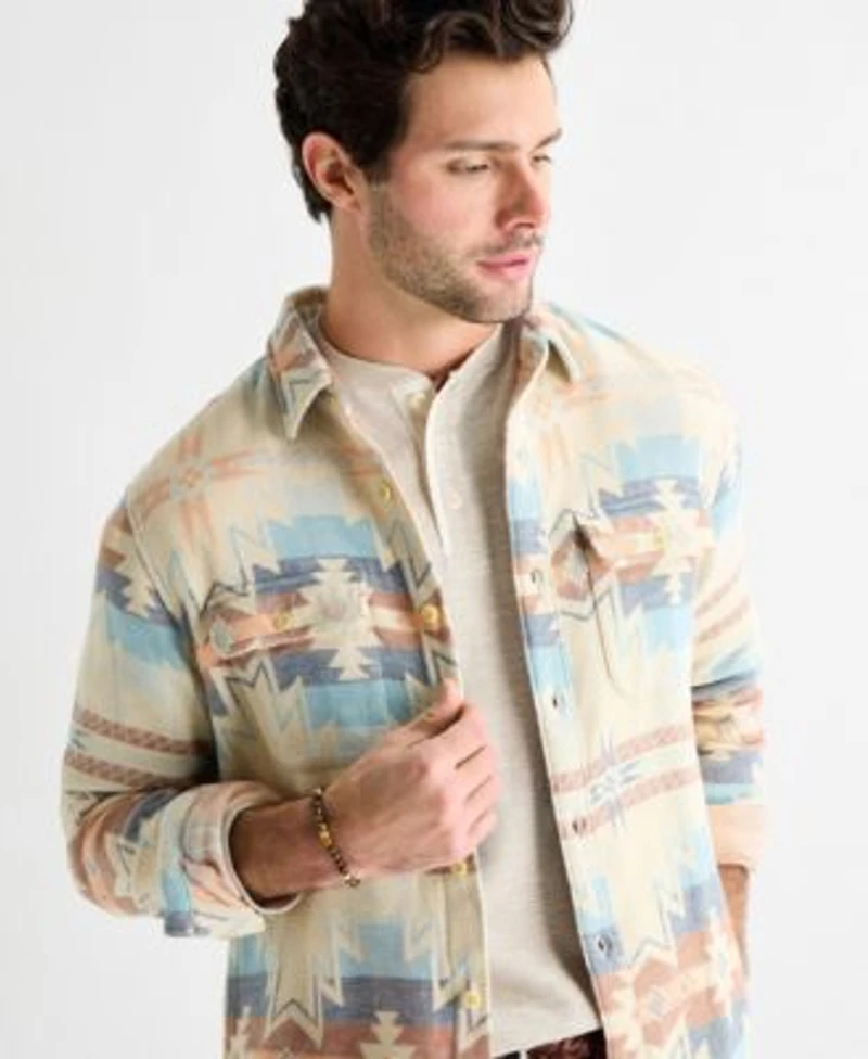 Lucky Brand Mens Jacquard Utility Shirt Henley Pullover Sweater Paired With The Fenwick 410 Athletic Straight Stretch Jean