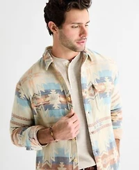 Lucky Brand Mens Jacquard Utility Shirt Henley Pullover Sweater Paired With The Fenwick 410 Athletic Straight Stretch Jean