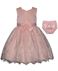 Bonnie Baby Girls' Border Embroidery Party Dress and Bloomers