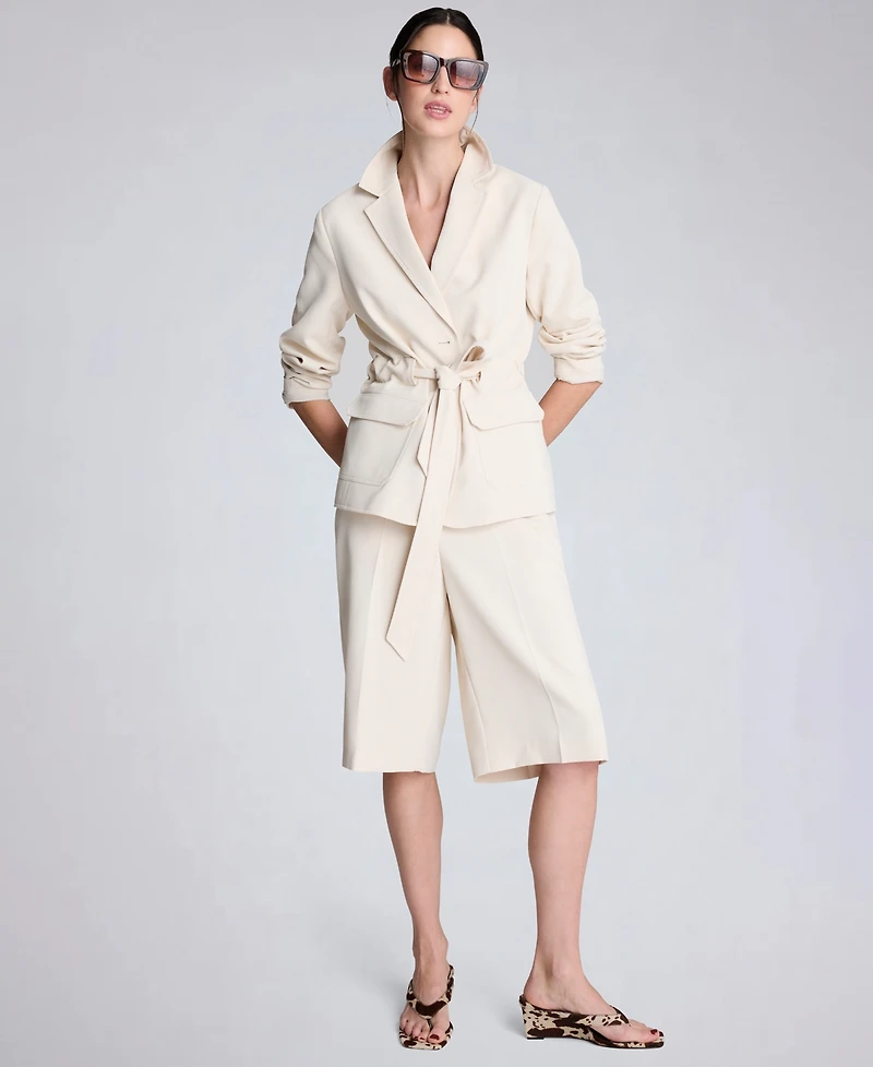 Kenneth Cole Women's Notch Collar Vision Twill Belted Jacket