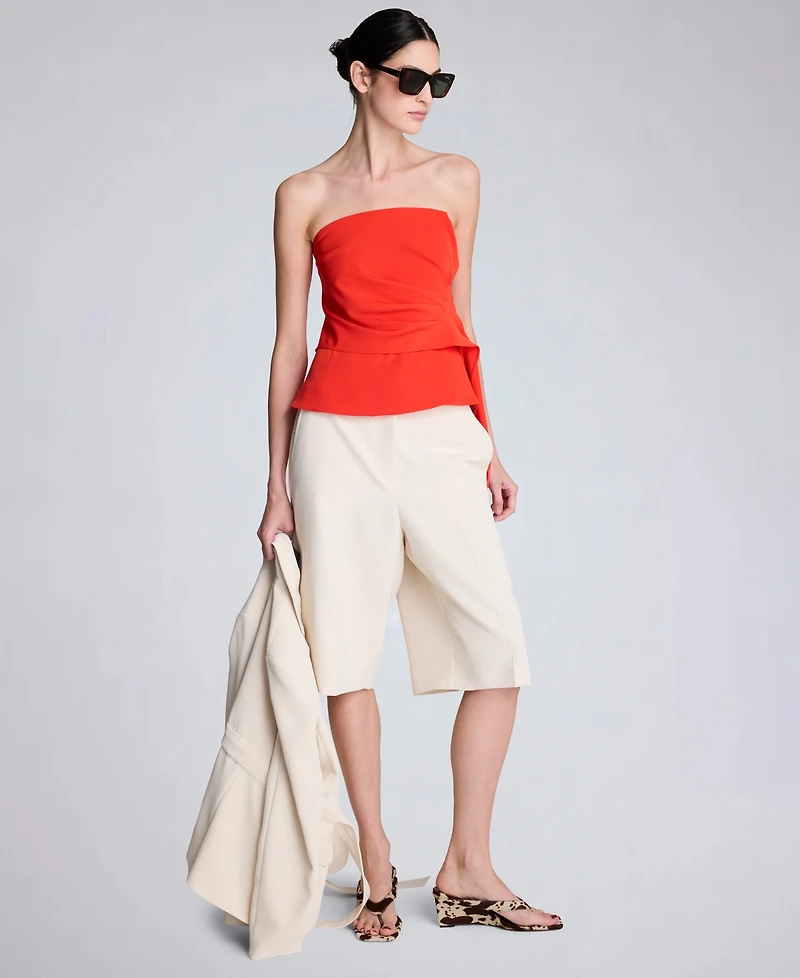 Kenneth Cole Women's Sleeveless Draped Front Bustier Crop Top