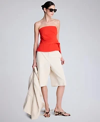 Kenneth Cole Women's Sleeveless Draped Front Bustier Crop Top