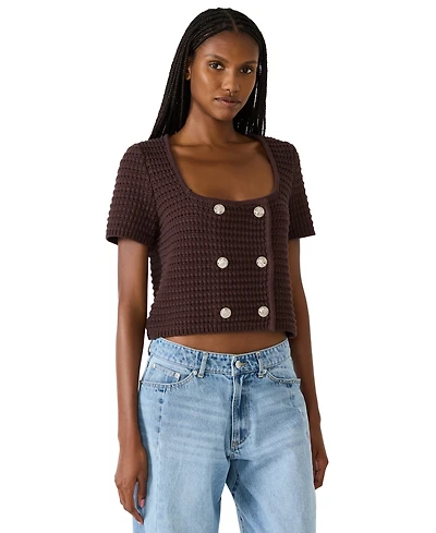 Steve Madden Women's Camila Square Neck Sweater Top