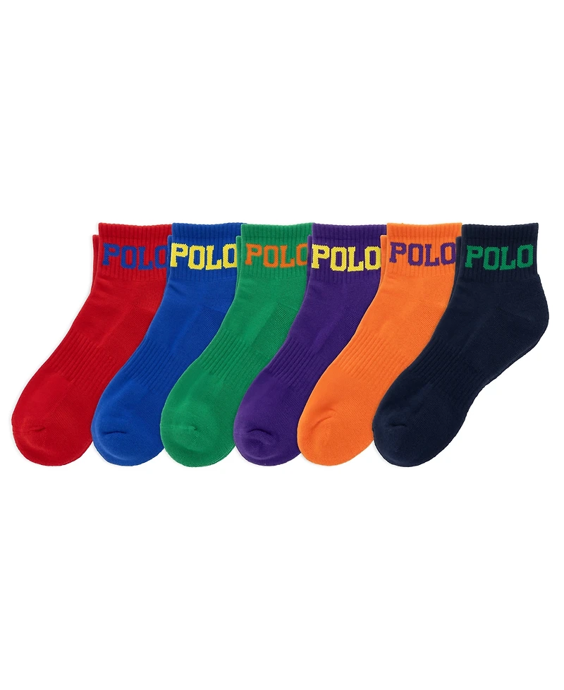 Polo Ralph Lauren Men's Color Logo Quarter Socks, 6-Pack