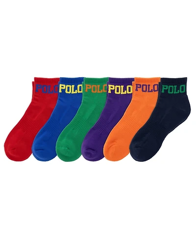 Polo Ralph Lauren Men's Color Logo Quarter Socks, 6-Pack