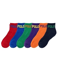Polo Ralph Lauren Men's Color Logo Quarter Socks, 6-Pack