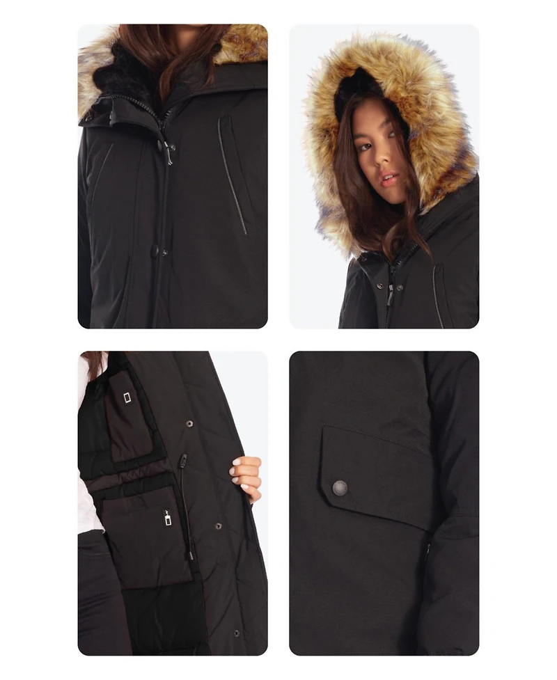 Alpine North Women's Laurentian | Long Parka Winter With Faux Fur Hood