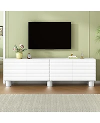 Streamdale Furniture Cream Tv Stand Console - 75" Tv, Adjustable Shelves