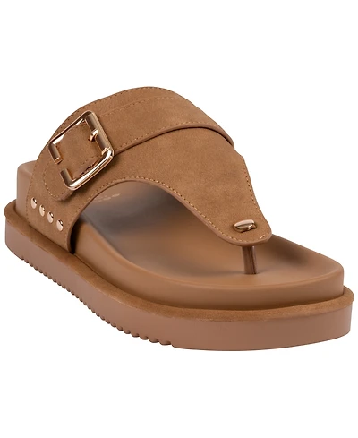 Gc Shoes Women's Buckle Detail Slip-On Flat Sandals