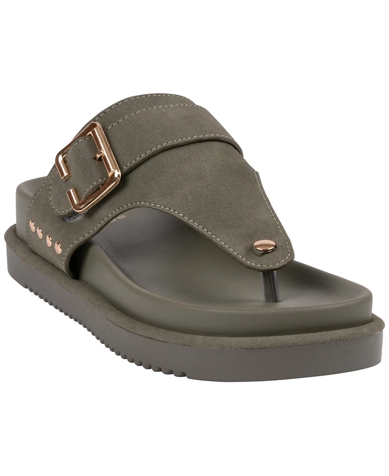 Gc Shoes Women's Buckle Detail Slip-On Flat Sandals