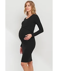 Hello Miz Maternity Long Sleeve Bodycon Nursing Dress