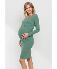 Hello Miz Maternity Long Sleeve Bodycon Nursing Dress