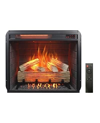 Flynama 23 inch Infrared heating electric fireplace insert, with log set & realistic flame, remote control with timer, overheating protection