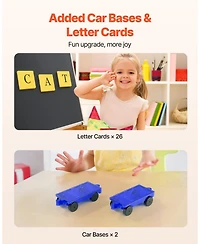 Hongge Magnetic Tiles Building Set for Kids with 121 Pieces Stem Construction Blocks and Car Bases