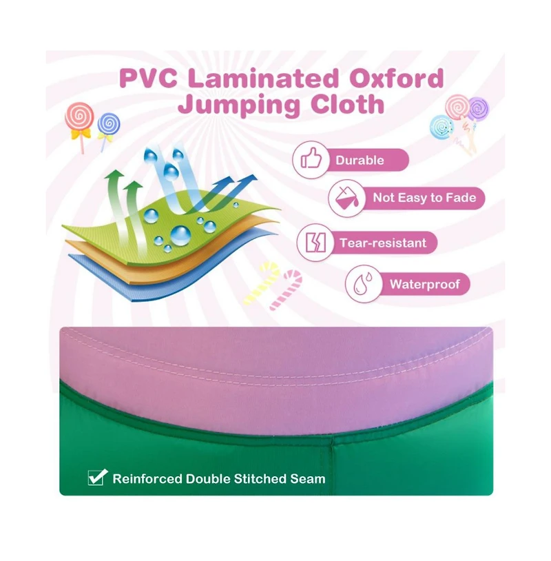 Inflatable Candy Water Park for Kids with Slide Splash Pool and Bouncy Play Zones