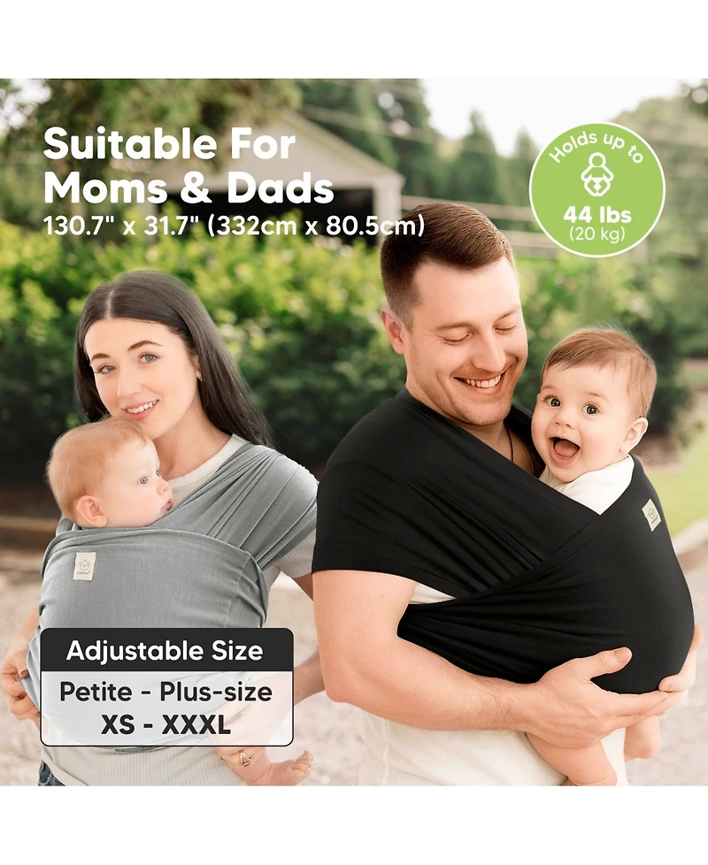 KeaBabies D-Lite Baby Wrap Carrier, Adjustable Sling, Newborn, Infant, Toddler 7-44lbs