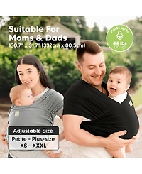 KeaBabies D-Lite Baby Wrap Carrier, Adjustable Sling, Newborn, Infant, Toddler 7-44lbs