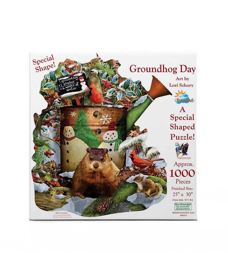 SunsOut Groundhog Day 1000 piece Jigsaw Puzzle for Adults Special Shape Groundhog Day