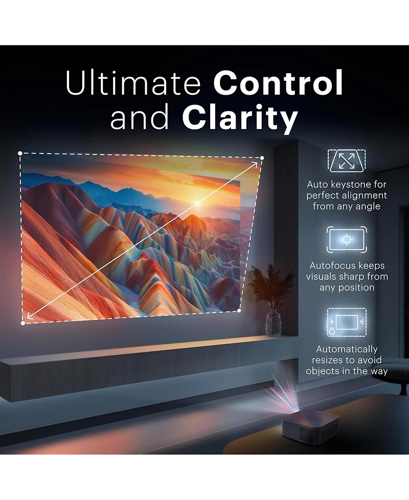 Kodak Flik X20 Full Hd Smart Projector Kit with 100" Screen, Tripod, Remote, Wi-Fi, Eva Case