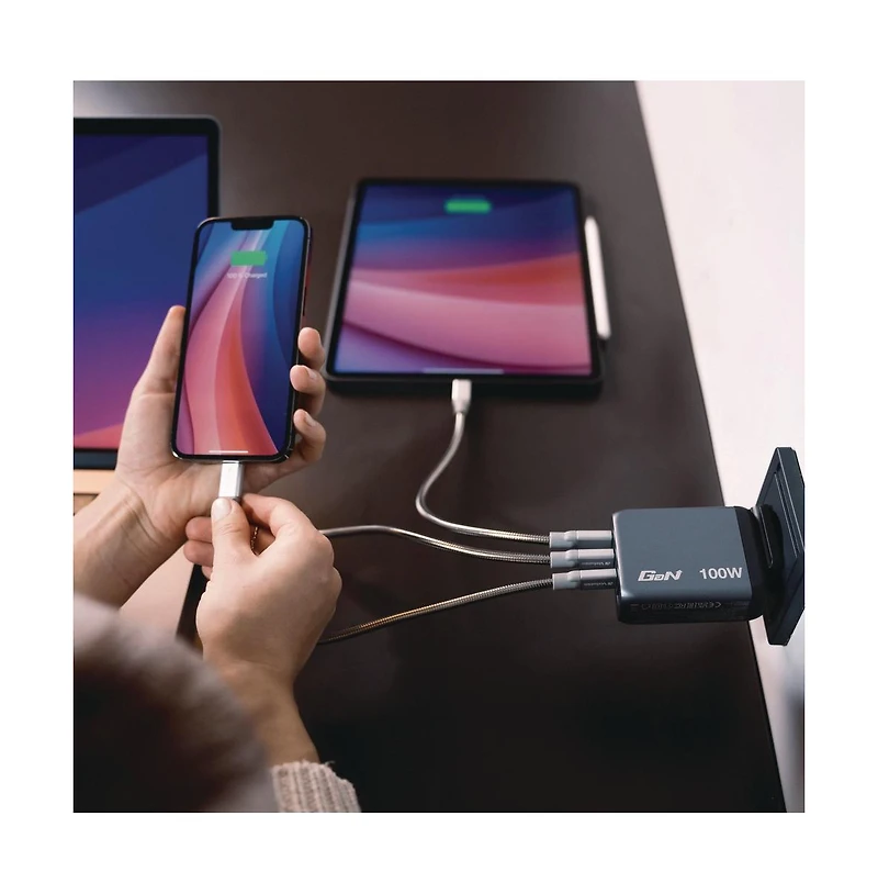 Verbatim 32202 100 Watts 4-Port GaN Wall Charger - Black/Gray