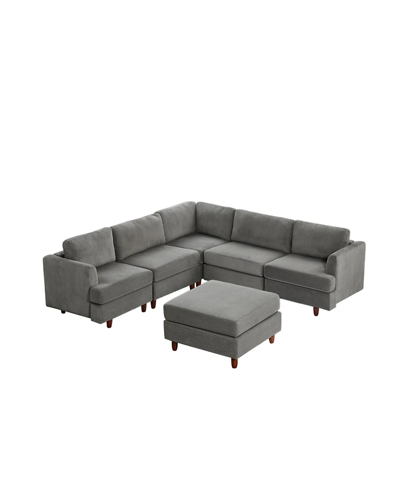 Streamdale Furniture Corduroy 6-Seater Modular Sectional Sofa
