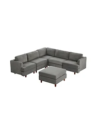 Streamdale Furniture Corduroy 6-Seater Modular Sectional Sofa